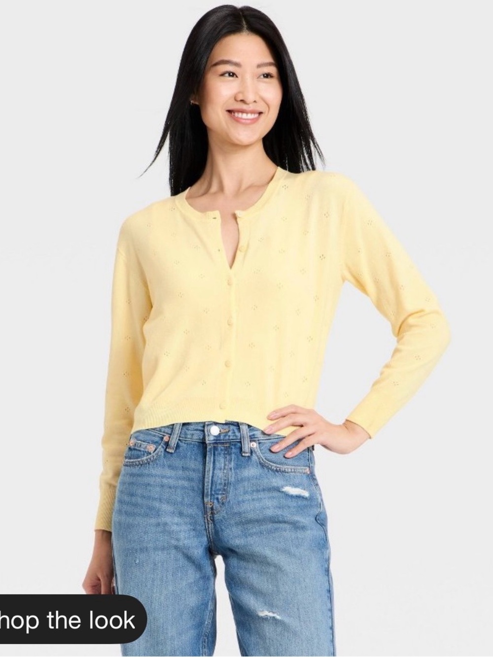 Women's Pointelle Button-Down Cardigan - A New
Day™ Yellow XL
